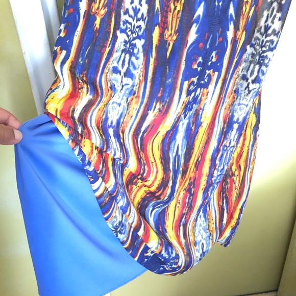 Maxi dress - fully lined. Beautiful blue multi. - Picture 4 of 5